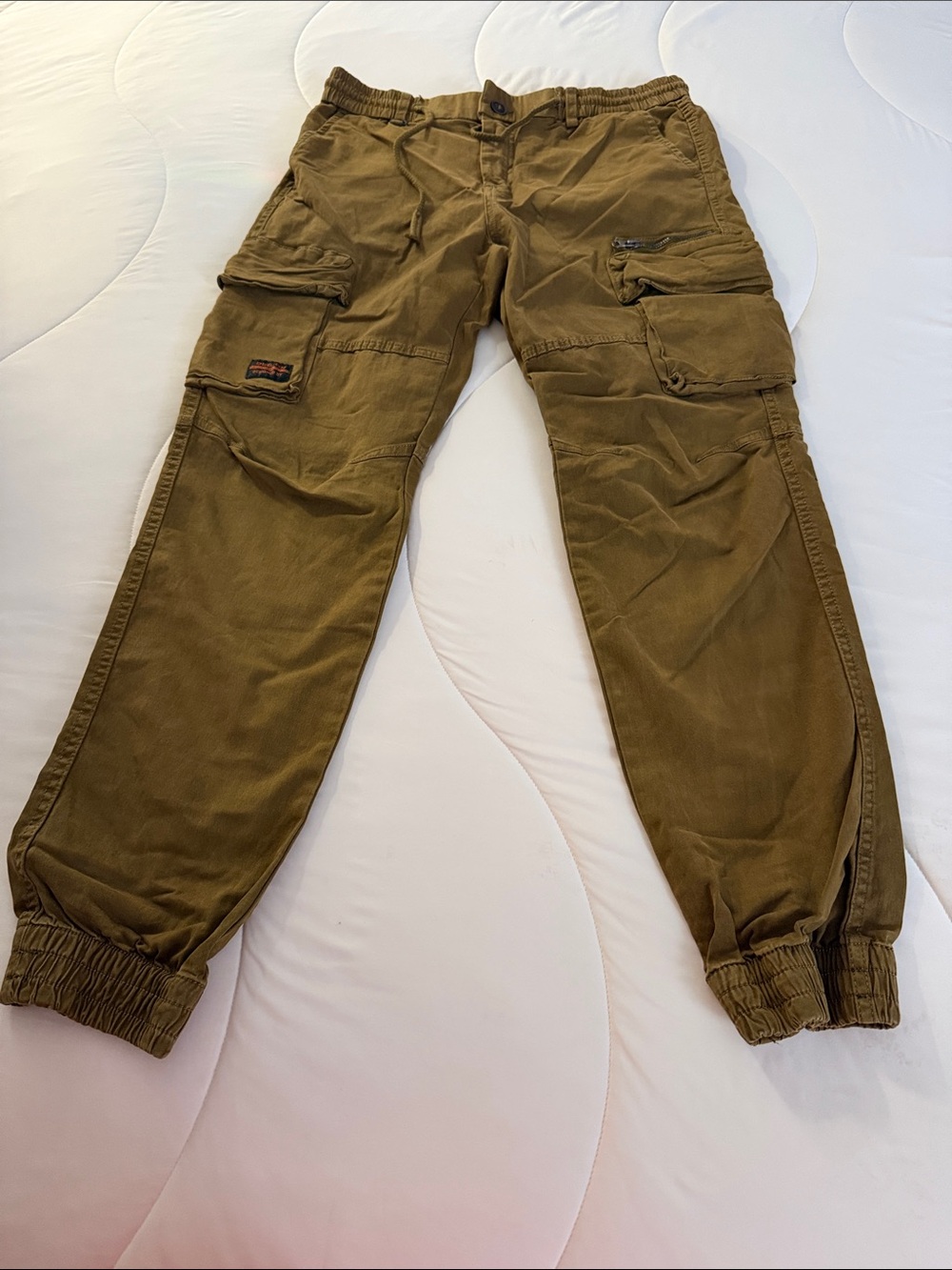 Men's Cargo Pants with Elastic Ankles in Olive